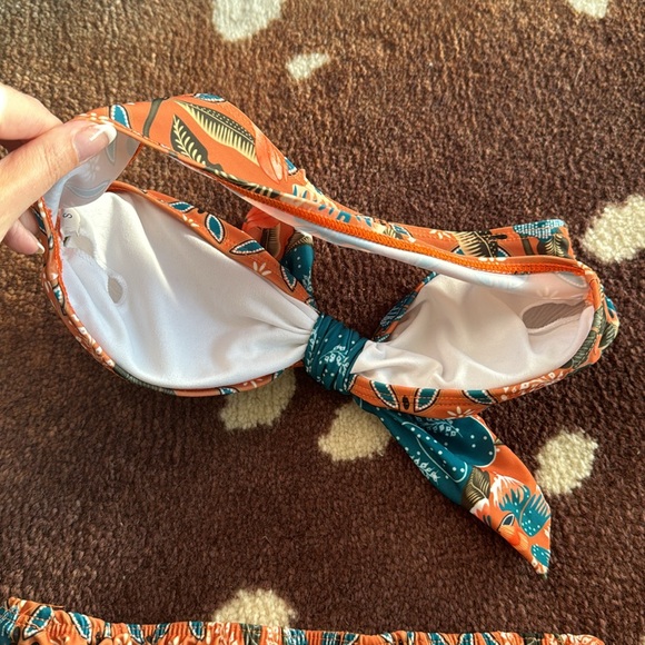 Strapless Orange Floral Print Bikini - Picture 5 of 6